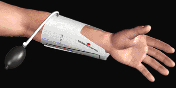 Image: The EZ Vein inflatable secondary tourniquet (Photo courtesy of Dr. Robert Perry).